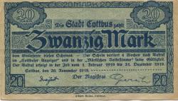 Cottbus - Stadt - 20.11.1918 - 31.12.1919 - 20 Mark