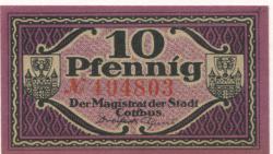 Cottbus - Stadt - 31.12.1920 - 10 Pfennig
