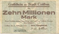 Cottbus - Stadt - 17.9.1923 - 10 Millionen Mark