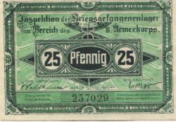 Cottbus - Inspektion der Kriegsgefangenenlager im Bereich des III.Armeekorps - 1.10.1917 - 25 Pfennig