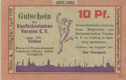 Cottbus - Kaufmännischer Verein eV, Spremberger Str. 39 - August 1921 - 1.4.1922 - 10 Pfennig