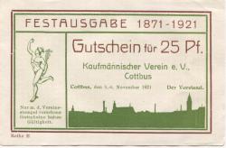 Cottbus - Kaufmännischer Verein eV, Spremberger Str. 39 - 5.-6.11.1921 - 25 Pfennig