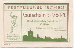 Cottbus - Kaufmännischer Verein eV, Spremberger Str. 39 - 5.-6.11.1921 - 75 Pfennig