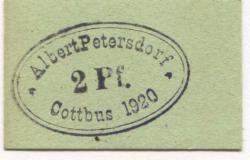 Cottbus - Petersdorf, Albert - 1920 - 2 Pfennig