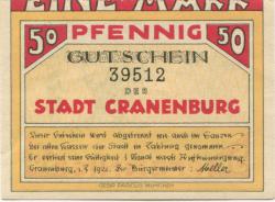 Cranenburg (heute: Kranenburg) - Stadt - 1.7.1921 - 50 Pfennig