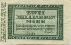 Crefeld (heute: Krefeld) - Kreis - 15.10.1923 - 1.4.1924 - 2 Milliarden Mark