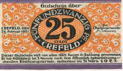 Crefeld (heute: Krefeld) - Stadt - 24.2.1921 - 31.3.1923 - 25 Pfennig
