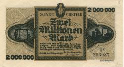 Crefeld (heute: Krefeld) - Stadt - 13.8.1923 - 2 Millionen Mark
