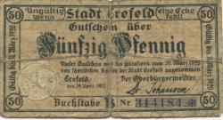 Crefeld (heute: Krefeld) - Stadt - 19.4.1917 - 31.3.1920 - 50 Pfennig