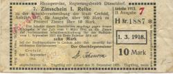 Crefeld (heute: Krefeld) - Stadt - (1.3.1918) - 10 Mark