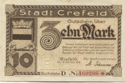 Crefeld (heute: Krefeld) - Stadt - 21.10.1918 - 10 Mark