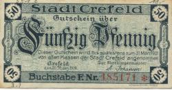 Crefeld (heute: Krefeld) - Stadt - 20.3.1919 - 31.3.1921 - 50 Pfennig