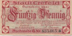 Crefeld (heute: Krefeld) - Stadt - 25.9.1919 - 31.3.1922 - 50 Pfennig
