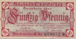 Crefeld (heute: Krefeld) - Stadt - 25.9.1919 - 31.3.1922 - 50 Pfennig