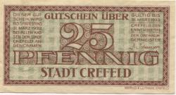 Crefeld (heute: Krefeld) - Stadt - 6.11.1919 - 31.3.1922 - 25 Pfennig