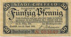 Crefeld (heute: Krefeld) - Stadt - 22.4.1920 - 31.3.1922 - 50 Pfennig
