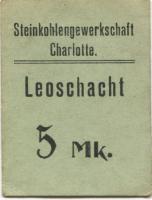 Czernitz (heute: PL-Czernica) - Steinkohlengewerkschaft Charlotte, Leoschacht - -- - 5 Mark 