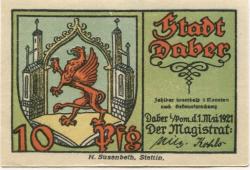 Daber (heute: PL-Dobra) - Stadt - 1.5.1921 - 10 Pfennig 