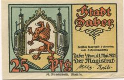 Daber (heute: PL-Dobra) - Stadt - 1.5.1921 - 25 Pfennig 