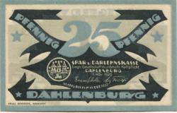 Dahlenburg - Spar- und Darlehenskasse EGmuH - 1.11.1920 - 1.9.1922 - 25 Pfennig 