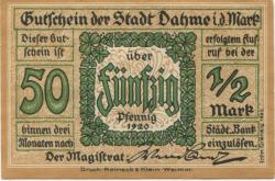 Dahme - Stadt - 1920 - 50 Pfennig 