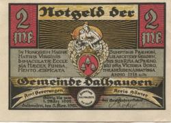 Dalhausen (heute: Bewerungen) - Gemeinde - 5.11.1921 -1.3.1922 - 2 Mark 