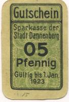 Dannenberg - Sparkasse der Stadt - - 1.1.1923 - 05 Pfennig 