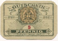 Dannenberg - Sparkasse der Stadt - 1920 - 1.1.1923 - 5 Pfennig 