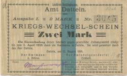 Datteln - Amt - 13.8.1914 - 1.4.1915 - 2 Mark 