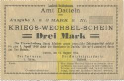 Datteln - Amt - 13.8.1914 - 1.4.1915 - 3 Mark 