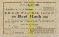 Datteln - Amt - 13.8.1914 - 1.4.1915 - 3 Mark 