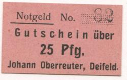 Deifeld (heute: Medebach) - Oberreuter, Johann, Gastwirt - -- - 25 Pfennig