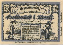 Delbrück - Stadt - 27.1.1921 - 25 Pfennig 