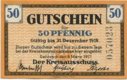 Delitzsch - Kreis - 9.3.1917 - 31.12.1918 - 50 Pfennig 