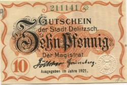 Delitzsch - Stadt - 1921 - 10 Pfennig