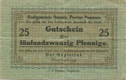 Demmin - Stadt - -- 25 Pfennig