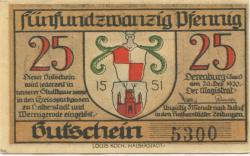 Derenburg - Stadt - 20.12.1920 - 25 Pfennig