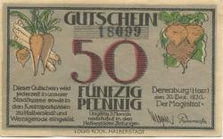 Derenburg - Stadt - 20.12.1920 - 50 Pfennig