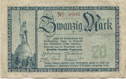 Detmold - Fürstlich Lippische Regierung - 13.11.1918 - 1.2.1919 - 20 Mark