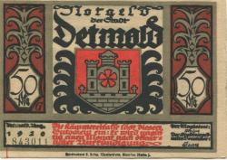 Detmold - Stadt - August 1920 - 50 Pfennig