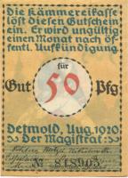 Detmold - Stadt - August 1920 - 50 Pfennig