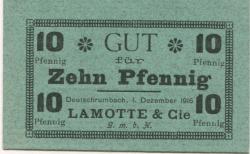 Deutsch-Rumbach (heute: F-Rombach-le-Franc) - Lamotte & Co GmbH - 1.12.1916 - 10 Pfennig