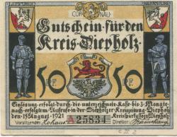 Diepholz - Kreis - 15.8.1921 - 50 Pfennig