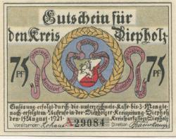 Diepholz - Kreis - 15.8.1921 - 75 Pfennig