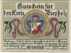 Diepholz - Kreis - 15.8.1921 - 75 Pfennig