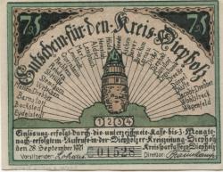 Diepholz - Kreis - 28.9.1921 - 75 Pfennig