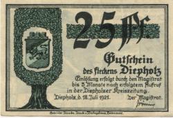 Diepholz - Flecken - 18.7.1921 - 25 Pfennig