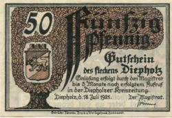Diepholz - Flecken - 18.7.1921 - 50 Pfennig