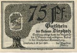 Diepholz - Flecken - 18.7.1921 - 75 Pfennig
