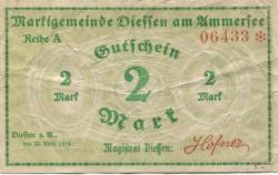 Diessen - Marktgemeinde - 23.4.1919 - 1.5.1920 - 2 Mark